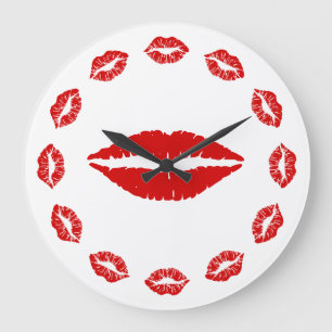 Red Lipstick Kiss Clock