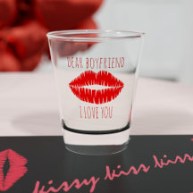 Red Lipstick Kiss Dear Boyfriend Shot Glass