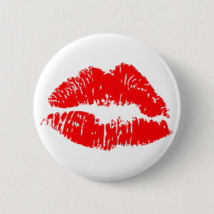 Red Lipstick Kiss Mark 6 Cm Round Badge