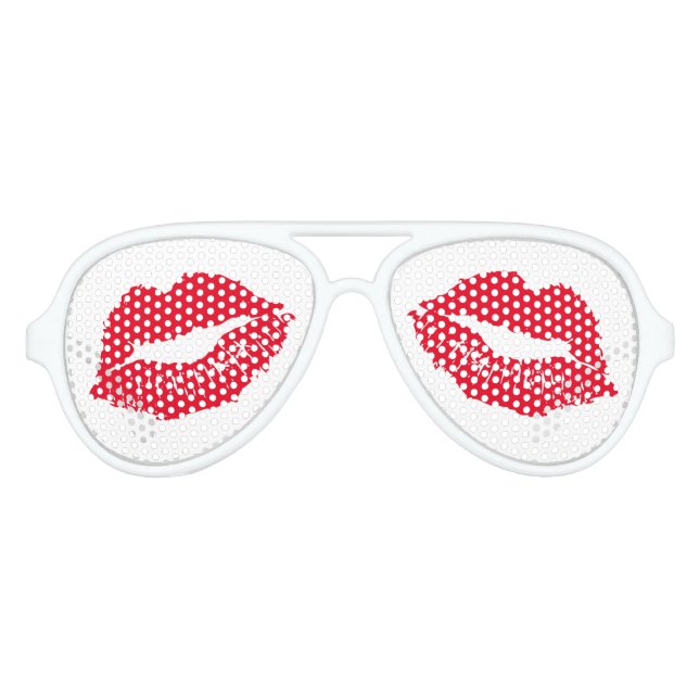 Red Lipstick Kiss Mark Bachelorette Party Aviator Sunglasses (Front)