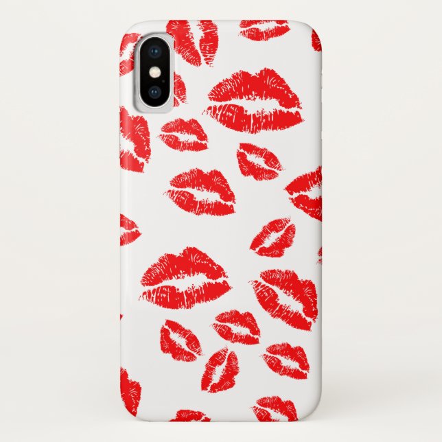 Red Lipstick Kiss Mark Case-Mate iPhone Case (Back)