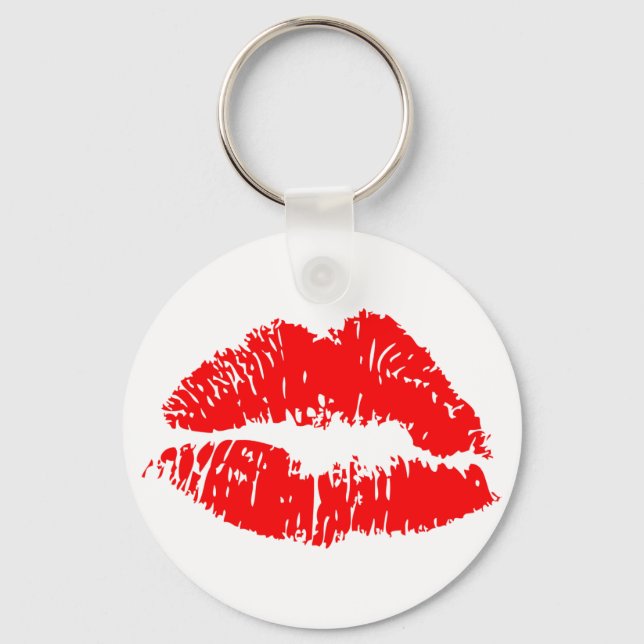 Red Lipstick Kiss Mark Key Ring (Front)