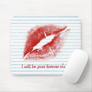 Red Lipstick Kiss Notebook Paper  Mouse Pad