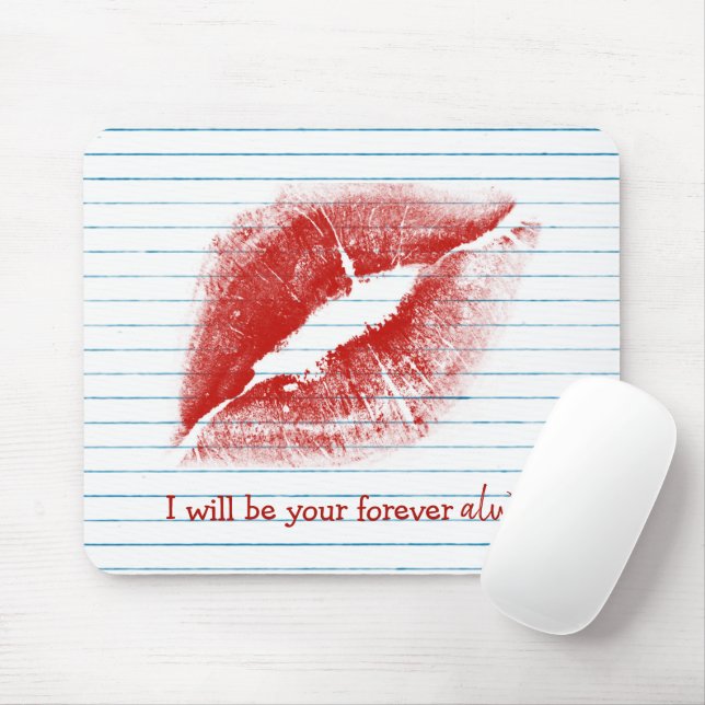 Red Lipstick Kiss Notebook Paper  Mouse Pad (With Mouse)