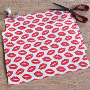 Red Lipstick Kiss Pattern Tissue Paper
