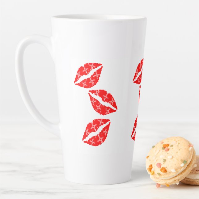 Red Lipstick Kiss, Romantic Ceramic Coffee  Latte Mug (In Situ)