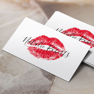 Red Lipstick Kiss Signature Beauty Salon Business Card