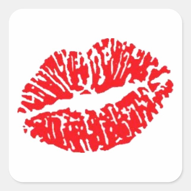 Red Lipstick Kiss Square Sticker (Front)