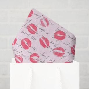 Red Lipstick Kisses Valentine's Day  Tissue Paper