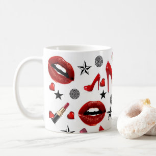 Red Lipstick Lips Heels Mug