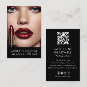 Red Lipstick Makeup Artist Business Card