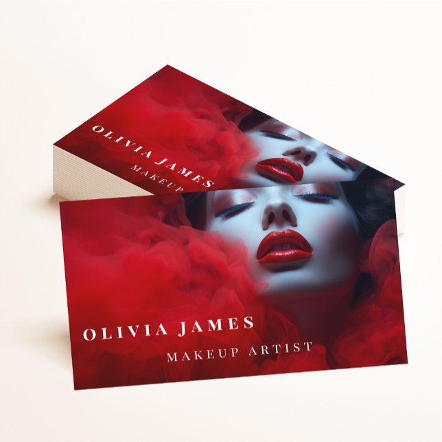 Red Lipstick Makeup Artist Cosmetics Beauty Salon Business Card (Creator Uploaded)