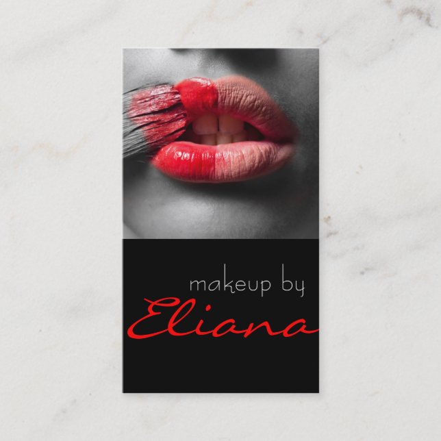 Red Lipstick Makeup Artist Cosmetologist Beauty Business Card (Front)