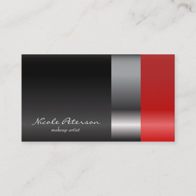 Red lipstick makeup business card (Front)