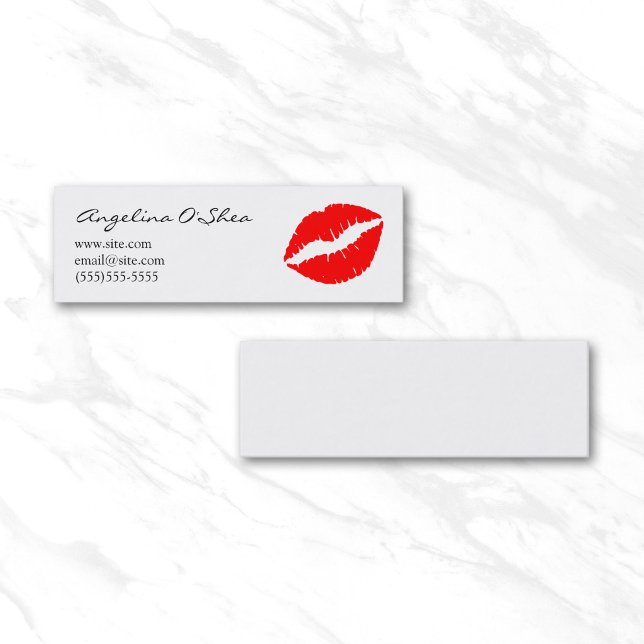 Red Lipstick Mini Business Card (Red Lipstick Skinny Business Card)