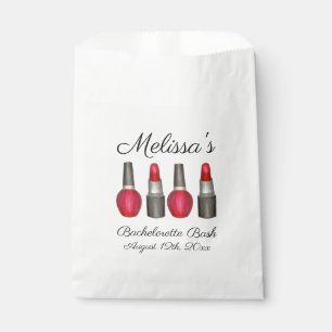 Red Lipstick Nail Polish Makeup Bachelorette Party Favour Bag