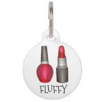 Red Lipstick Nail Polish Makeup Beauty Dog Pet Tag