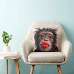 Red Lipstick on a Chimpanzee Cushion