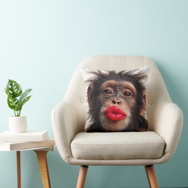 Red Lipstick on a Chimpanzee Cushion (Chair)