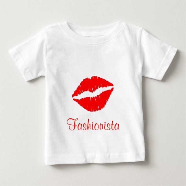Red Lipstick Print Fashionista Baby T-Shirt (Front)