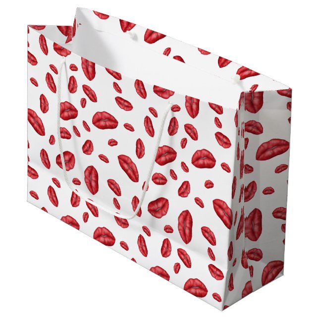 Red Lipstick Print  Large Gift Bag (Front Angled)
