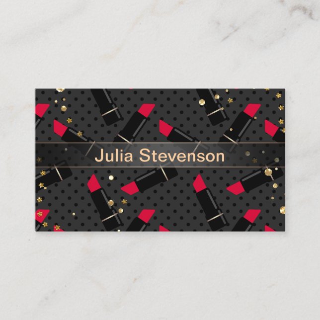 Red lipstick, retro business card (Front)