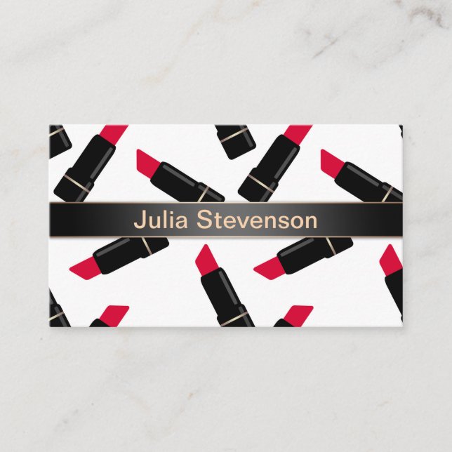 Red lipstick, retro business card (Front)