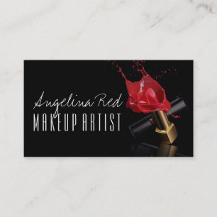 Red Lipstick Splash Makeup Artist Beauty Salon Business Card