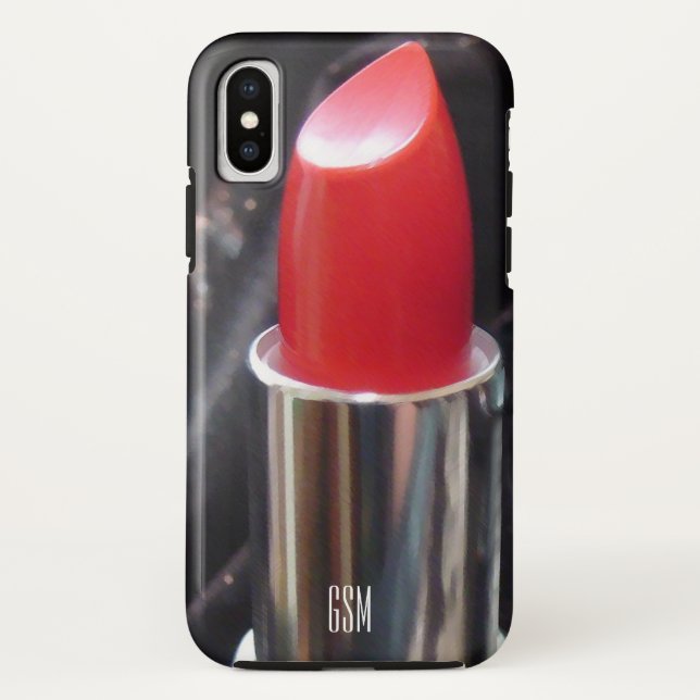 Red Lipstick with Monogram Case-Mate iPhone Case (Back)