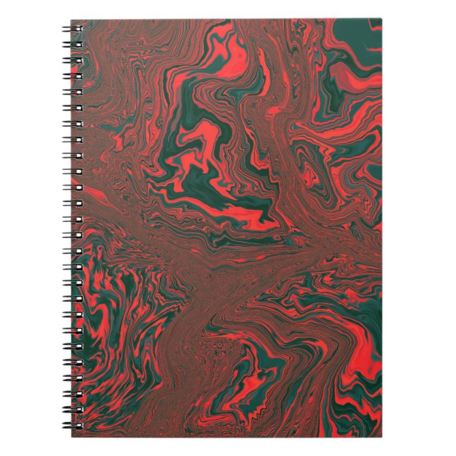 Red Liquid Marble Abstract Pattern Notebook (Front)