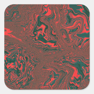 Red Liquid Marble Abstract Pattern Square Sticker