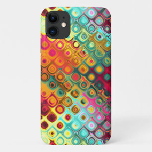 Red Liquid Rainbow Dots Abstract Pattern iPhone 11 Case