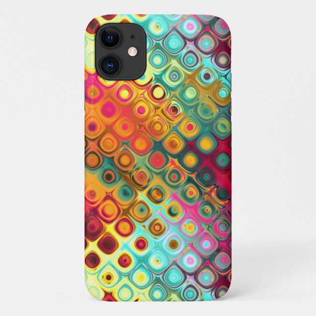Red Liquid Rainbow Dots Abstract Pattern Case-Mate iPhone Case (Back)