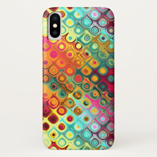 Red Liquid Rainbow Dots Abstract Pattern Case-Mate iPhone Case (Back)