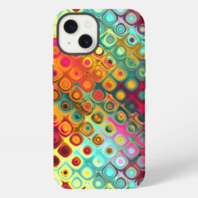 Red Liquid Rainbow Dots Abstract Pattern iPhone Case (Back)