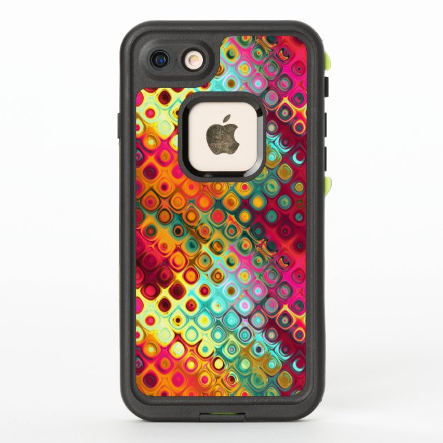 Red Liquid Rainbow Dots LifeProof iPhone Case (Back)