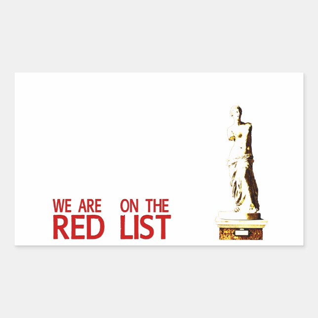 RED LIST RECTANGULAR STICKER (Front)