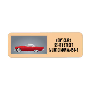 RED LITTLE CLASSIC CAR RETURN ADDRESS LABELS