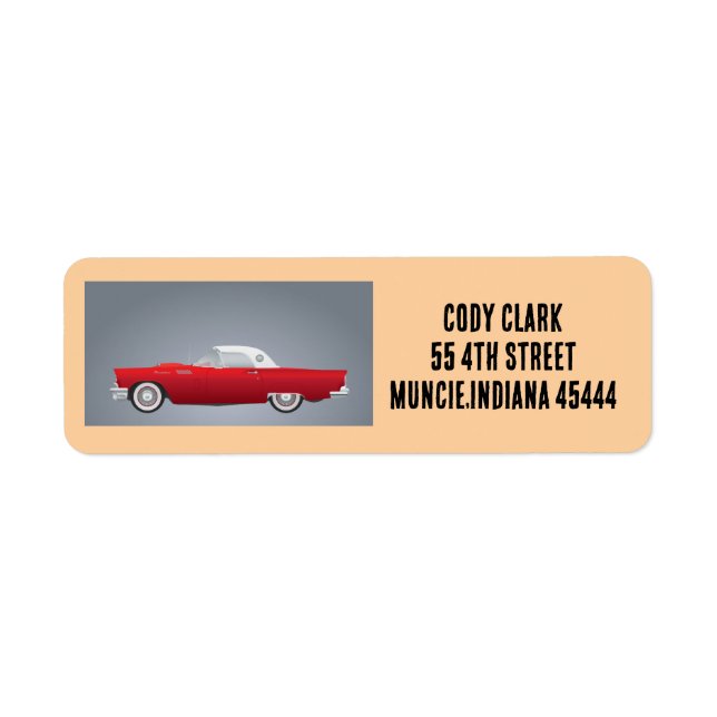 RED LITTLE CLASSIC CAR RETURN ADDRESS LABELS (Front)