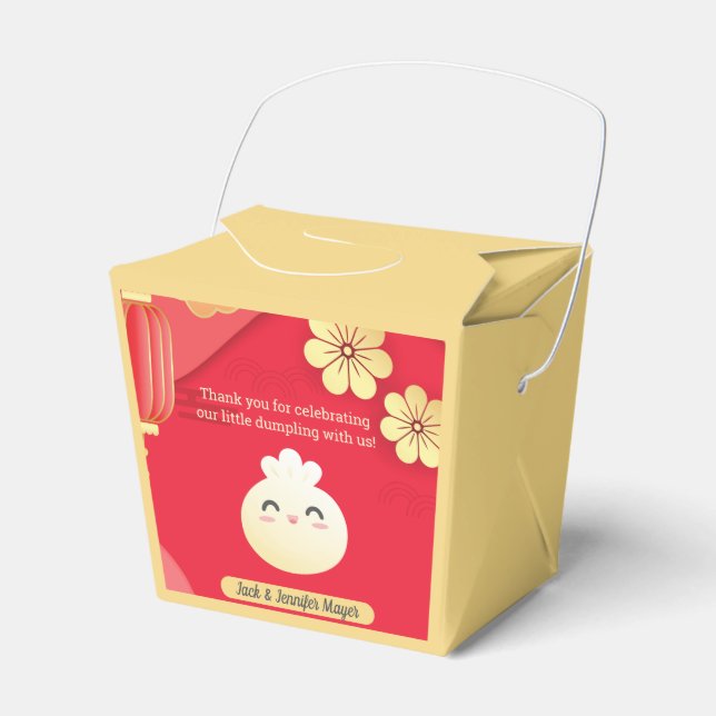 Red Little Dumpling Asian Baby Shower Favour Box (Front Side)