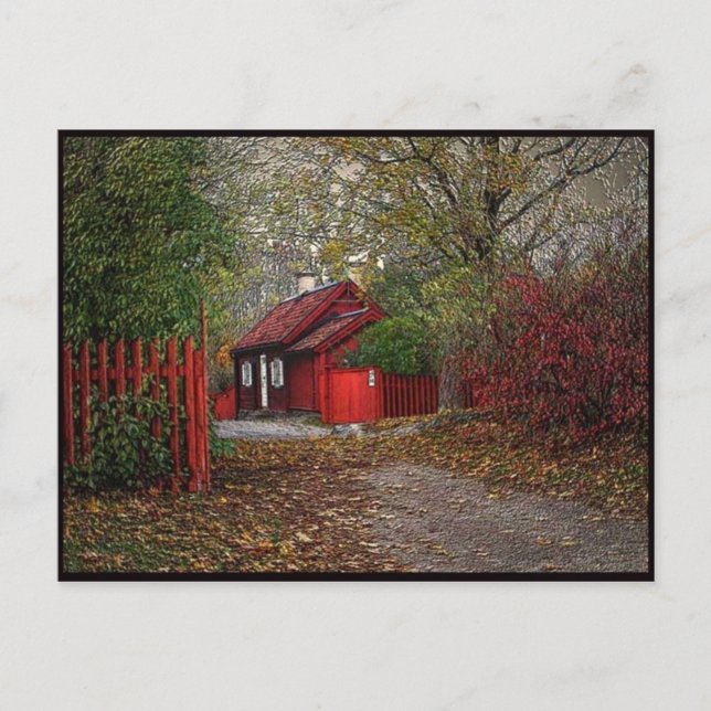 Red little house postcard (Front)