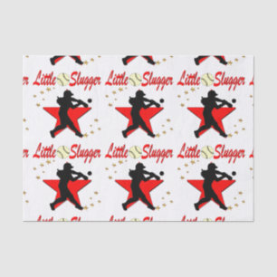 RED LITTLE SLUGGER SOFTBALL GIRL DESIGN TISSUE PAPER