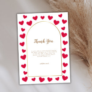 Red Little Sweetheart Arch Valentines Baby Shower Thank You Card