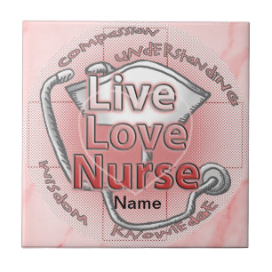 Red Live Love Nurse  Ceramic Tile