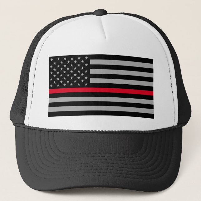 Red Lives Matter, Thin Red Line Trucker Hat (Front)