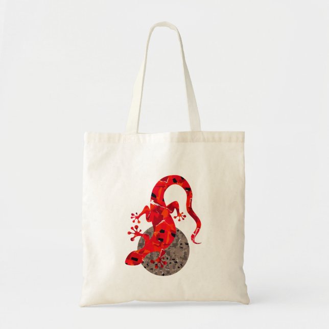 Red Lizard Collage Tote Bag (Front)