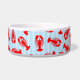 Red Lobster Animal Pattern on Blue Stripes