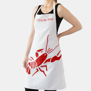 Red lobster BBQ cooking apron with custom name