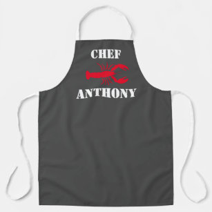 Red Lobster Grey White Personalised Chef Mens Apron