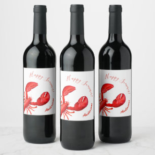 Red lobster happy summer name wine label